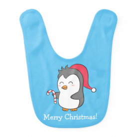 Cute Happy Penguin Baby First Christmas Bib