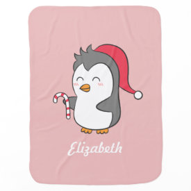 Cute Happy Penguin Baby First Christmas Swaddle Blanket
