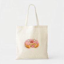 Cute happy pink doughnut character bag