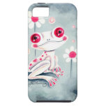 Cute Happy Pink Frog With Daisies iPhone 5 Cases