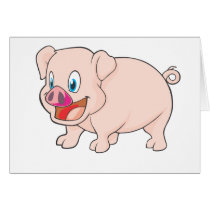 Cute Happy Pink Pork Pig Greeting Card