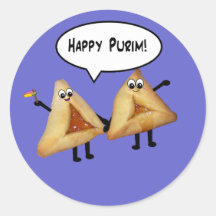 Cute Happy Purim Hamantaschen Round Sticker