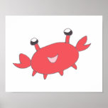 Cute Happy Red Crab Posters