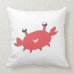 Cute Happy Red Crab Throw Pillow