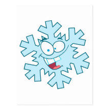 cute happy silly cartoon snowflake character post cards