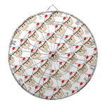 cute happy smiling cupcake with cherry on top dartboard with darts