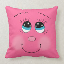 cute happy smiling little angel face dark pink pillow