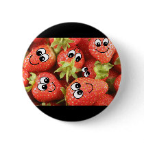 Cute Happy Strawberries Pinback Buttons