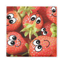 Cute Happy Strawberries Magnets