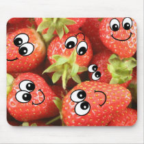Cute Happy Strawberries Mouse Pad