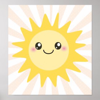 Cute Happy Sun heliotherapy sunning light therapy Poster