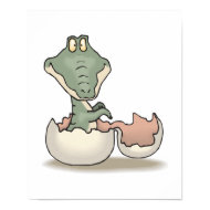 cute hatching baby alligator print