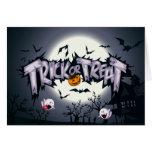 Cute haunted moon "Trick or Treat" ghostly pumpkin Card