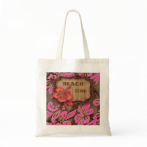 Cute Hawaii Hibiscus Floral Beach Bag Pink