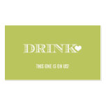 Cute Heart Green Wedding Drink Ticket Business Card Templates