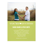 Cute Heart Green Wedding Photo Invitations