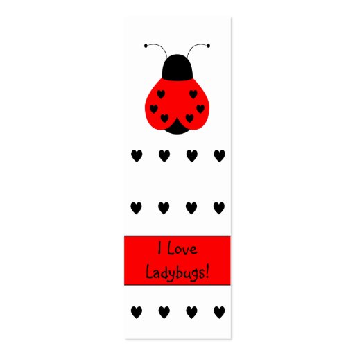 Cute Heart Ladybug Bookmark Business Cards (front side)