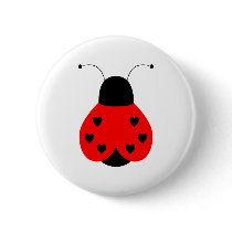 Cute Heart Ladybug Button by bugspot Cute Heart Ladybug Button
