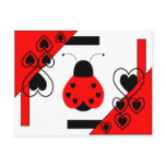 Cute Heart Ladybug Valentine Postcard