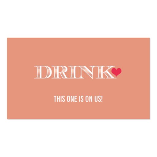 Cute Heart Peach Red Wedding Drink Ticket Business Cards (front side)