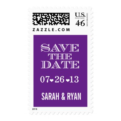 Cute Heart Purple Save the Date Postage