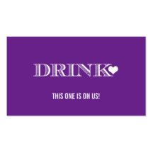 Cute Heart Purple Wedding Drink Ticket Business Card Templates