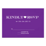 Cute Heart Purple Wedding RSVP Cards Invitations at Zazzle
