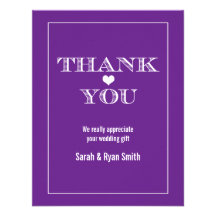 Cute Heart Purple Wedding Thank You Cards Personalized Invite