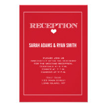 Cute Heart Red Wedding Reception Invitation