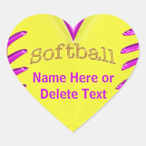 Cute Heart Shaped Personalized Softball Stickers Zazzle