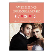 Cute Hearts Folded Wedding Program with Photo cards