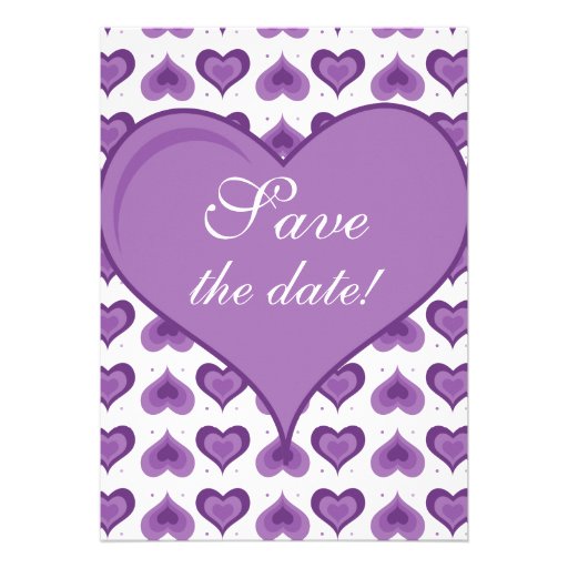 Cute Hearts Wedding Save the Date Card purple Personalized Invite