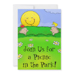 cute hedgehogs picnic park birthday custom invite