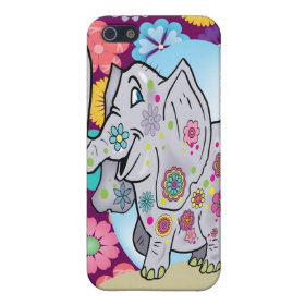 Cute Hippie Elephant with Colorful Flowers iPhone 5 Cover