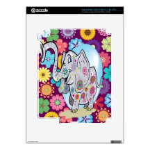 Cute Hippie Elephant with Colorful Flowers Decals For iPad 3