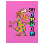 cute hippie flowers giraffe cartoon character flyers