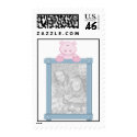 Cute Hippo and Photo Frame Postage Stamp