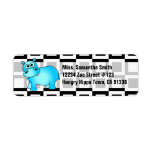 Cute Hippo Black & White Return Address Labels