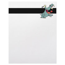 cute hippo eating apple cartoon letterhead