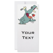 cute hippo eating apple cartoon custom rack card