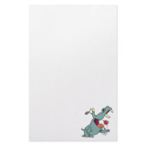 cute hippo eating apple cartoon stationery paper