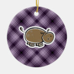 Cute Hippo; Purple Christmas Ornaments