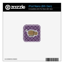 Cute Hippo; Purple iPod Nano Skins