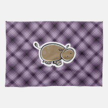 Cute Hippo; Purple Kitchen Towels