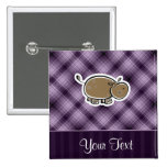 Cute Hippo; Purple Pinback Buttons