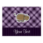 Cute Hippo; Purple Postcards