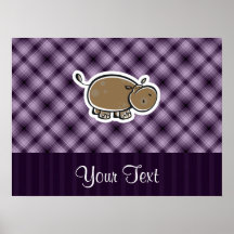 Cute Hippo; Purple Poster