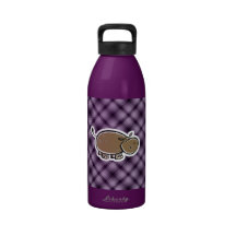 Cute Hippo; Purple Water Bottle