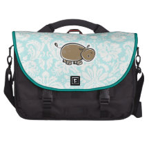 Cute Hippo; Teal Laptop Commuter Bag