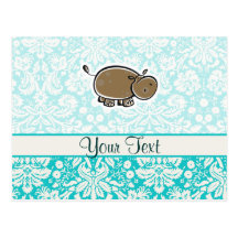 Cute Hippo; Teal Postcard